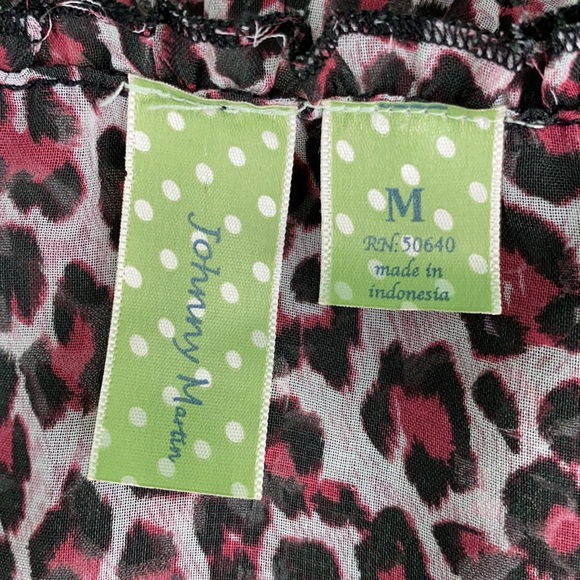 Johnny Martin Sheer Pink Cheetah Print Blouse - Picture 9 of 11